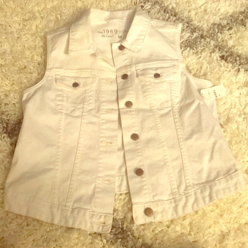 Gap White denim vest